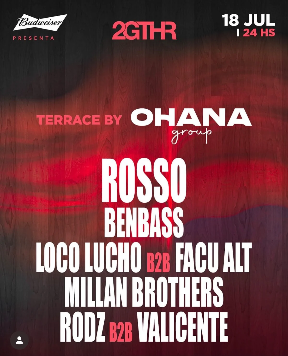 Flyer 2GTHR Terrace by OHANA con Facu Alt b2b Loco Lucho en el line up.