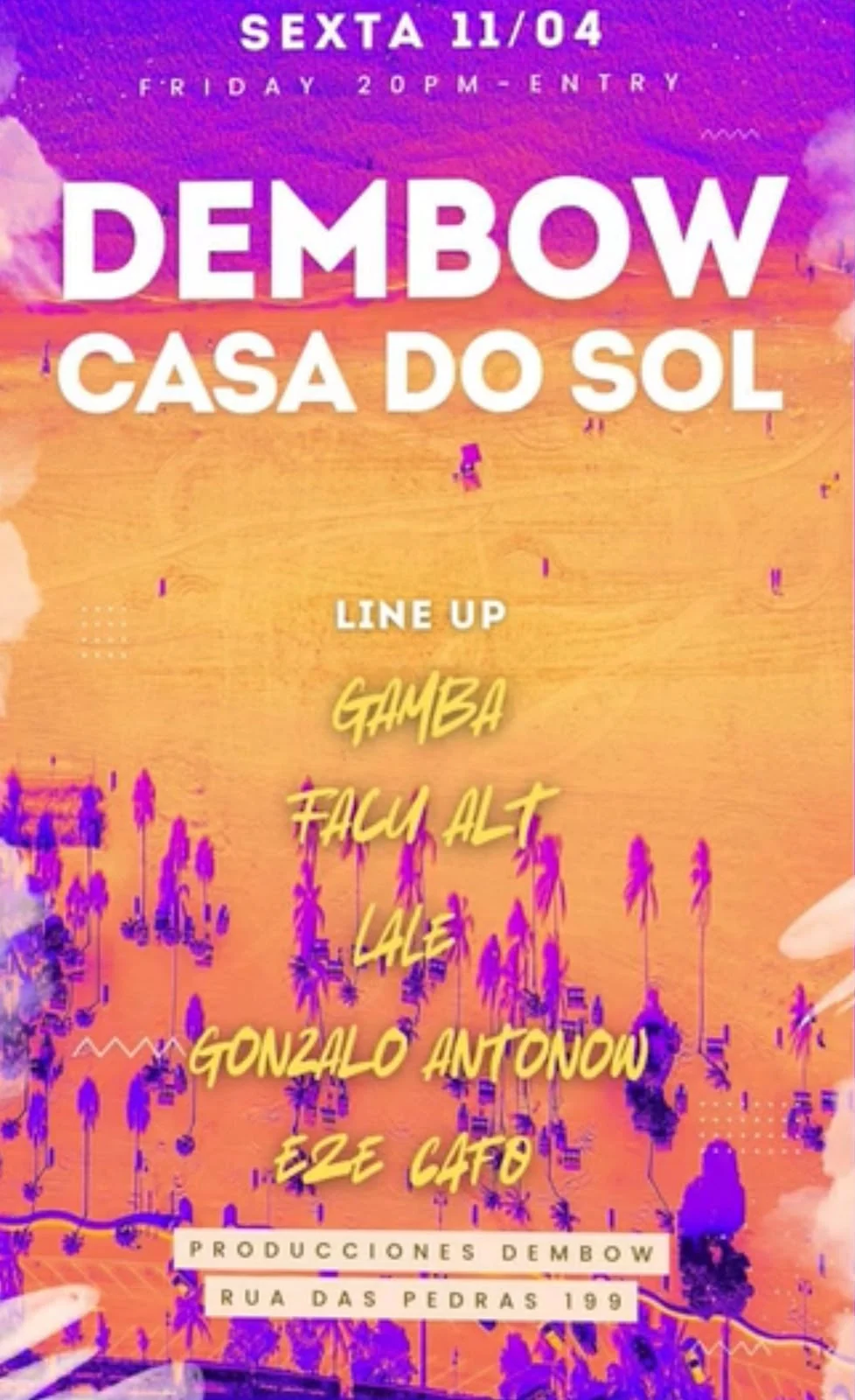 Flyer Dembow Casa do Sol con Facu Alt en el line up.