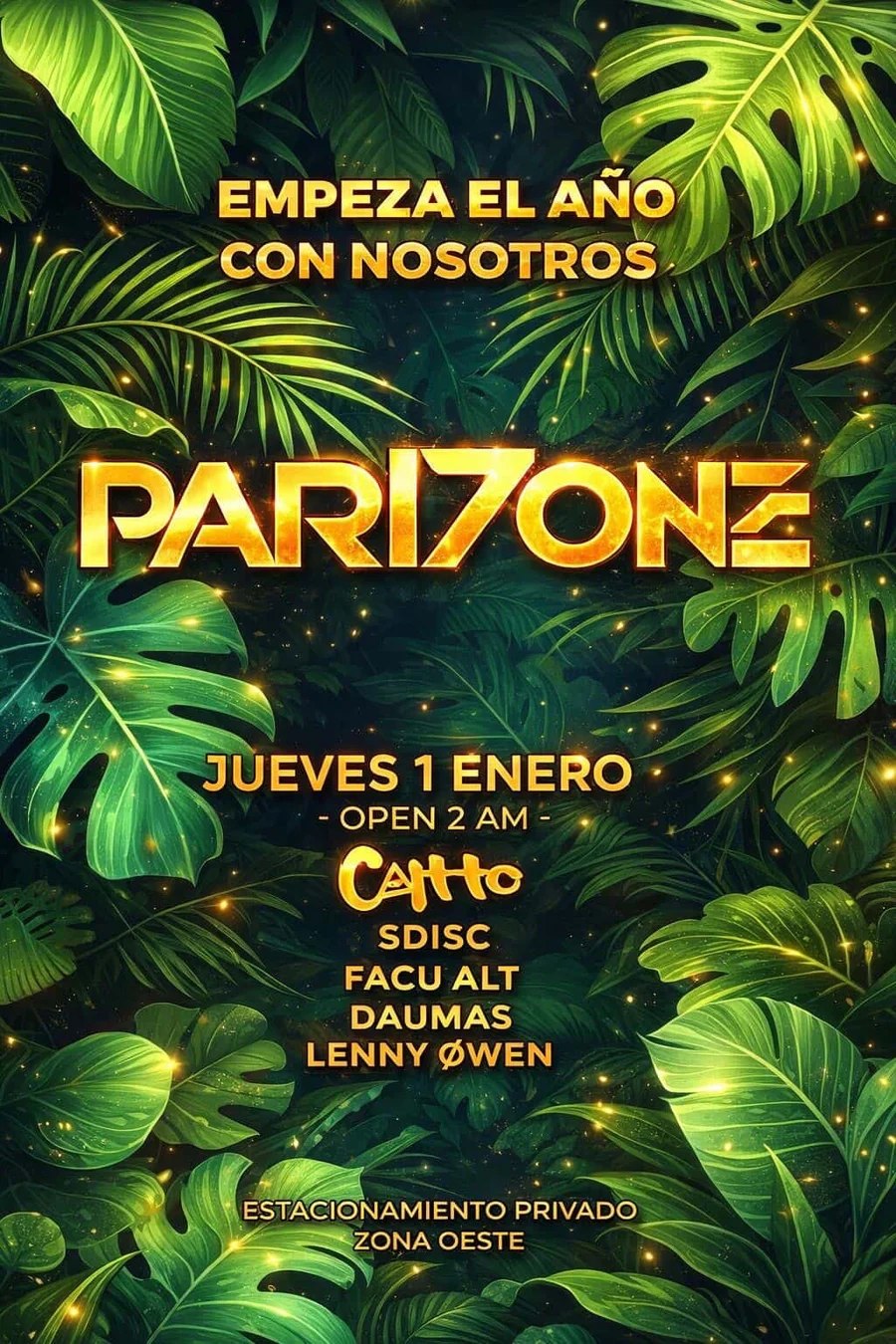 Flyer Parizone con FacuAlt en la grilla del evento.