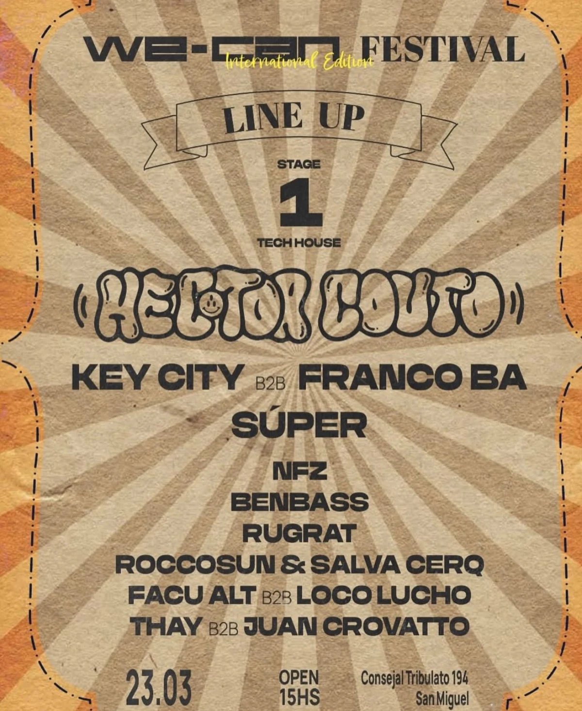 Flyer We Can Festival International Edition con FacuAlt en el line up del Stage 1 Tech House.